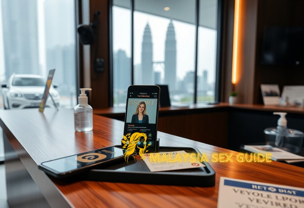 Smartphone showing a verified profile, Kuala Lumpur skyline in background. Verification and trust.