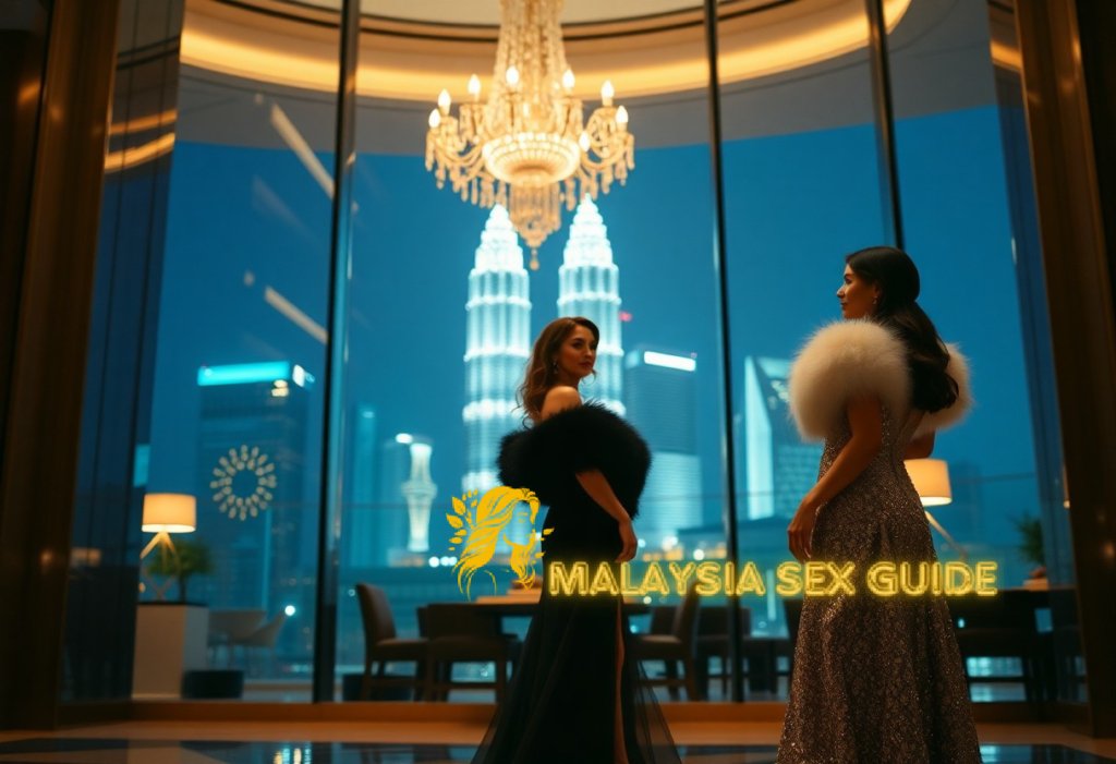 Two women in gowns with the Petronas Towers in the background
